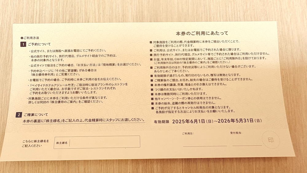 2025年TKPティーケーピー株主優待 優待券の利用方法